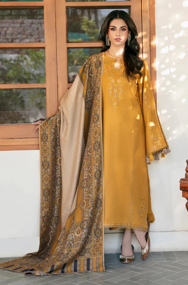 izel - Winter 3PC Dhanak Embroidered Suit - VL1225