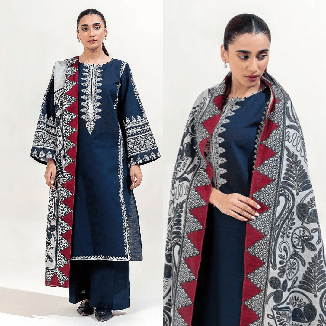Urge Embroidered Dhanak Three Piece - VL1118