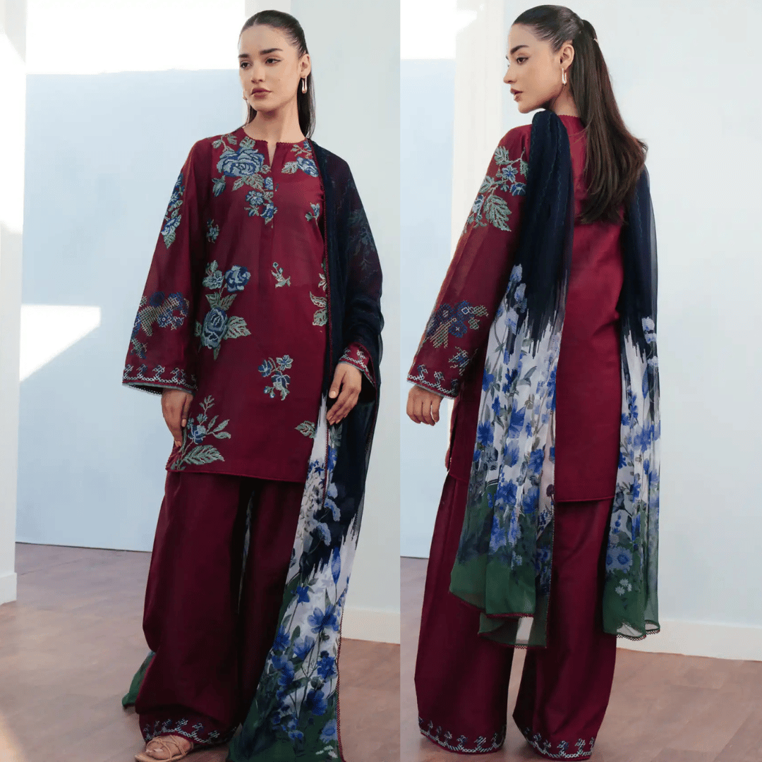 Baroque - 3PC Lawn Embroidered Suit - VL1052