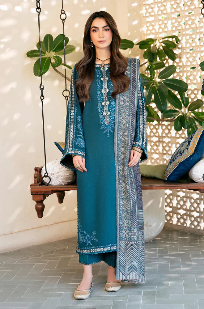 izel - Winter 3PC Dhanak Embroidered Suit - VL1226