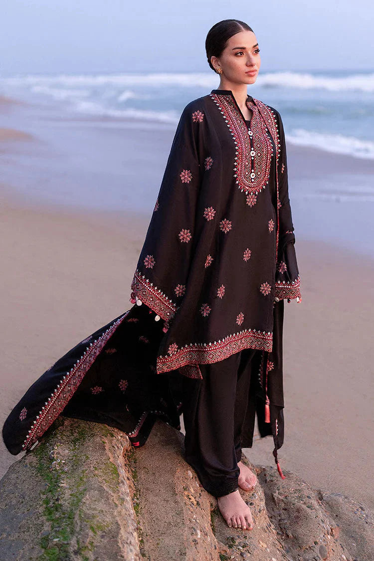 CROSS STITCH-3PC DHANAK EMBROIDERED SHIRT WITH DHANAK EMBROIDERED SHAWL - VL1259