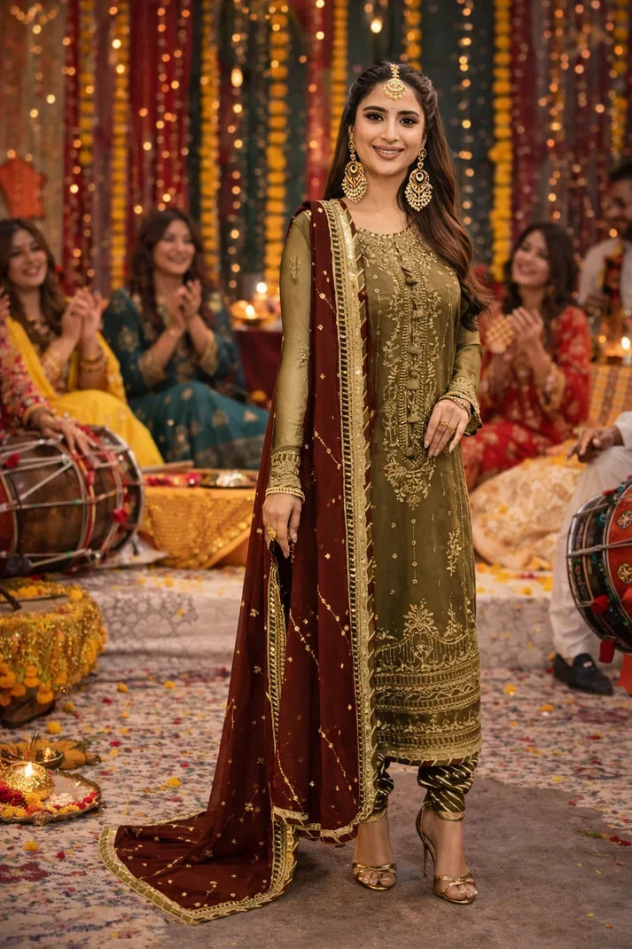 Asim Jofa, Winter Unstitched 3 piece chiffon suit - VL 1642