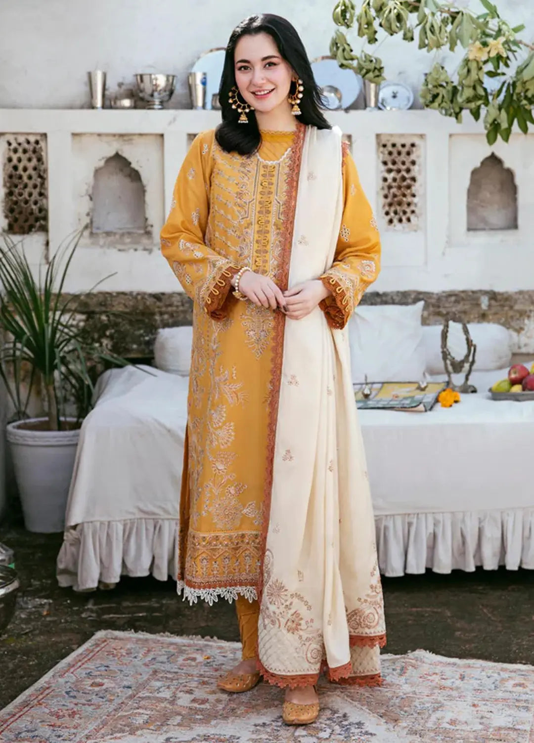 Bin Ilyas - 3PC Dhanak Embroidered Suit - VL1139