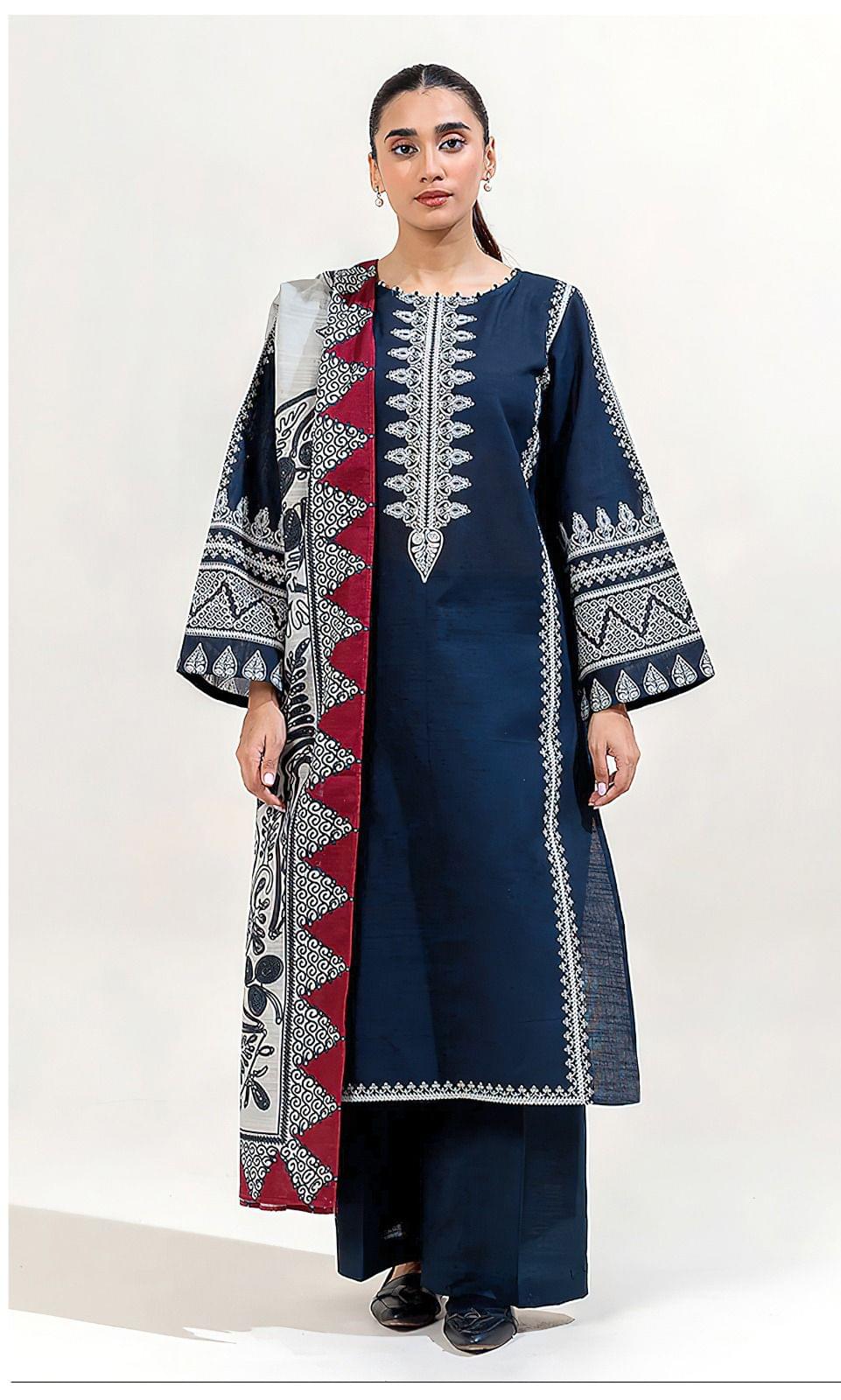 Urge Embroidered Dhanak Three Piece - VL1118