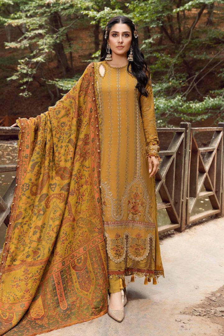 MARIA B 3PC Embroidered Dhanak with Digital Printed Wool Shawl - VL1113