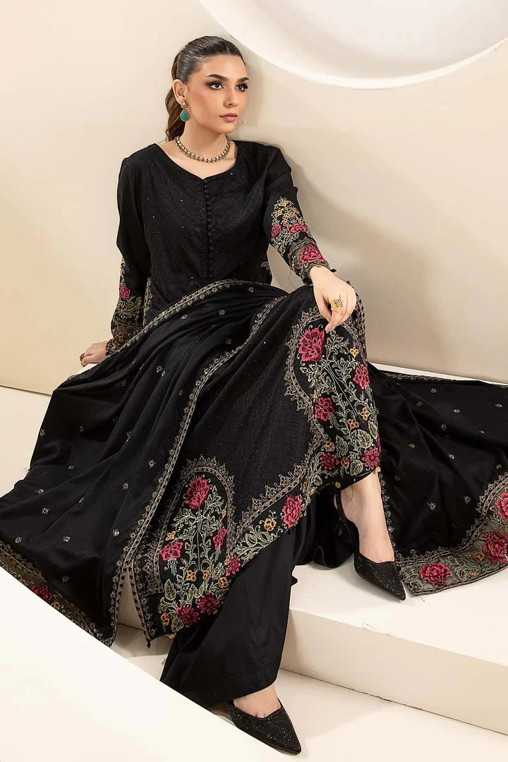 Khaddar 3 Piece Sequin Embroidered Dress - VL1143