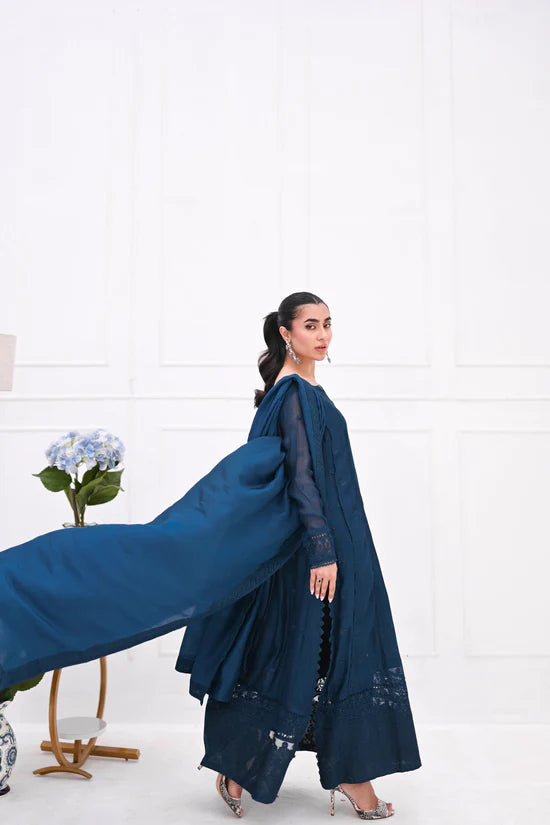 VL625 3PC Embroidered Chiffon With Embroidered Chiffon Dupatta
