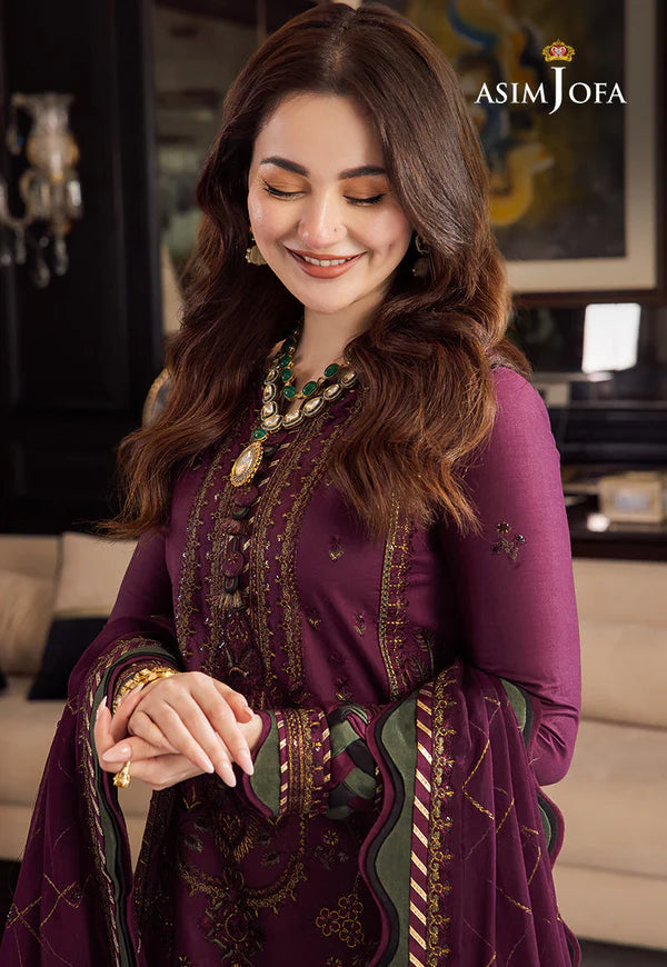 Asim Jofa, unstitched 3 piece lawn sequence embroidered suit - VL1024