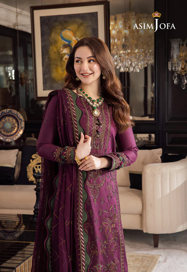 Asim Jofa, unstitched 3 piece lawn sequence embroidered suit - VL1024