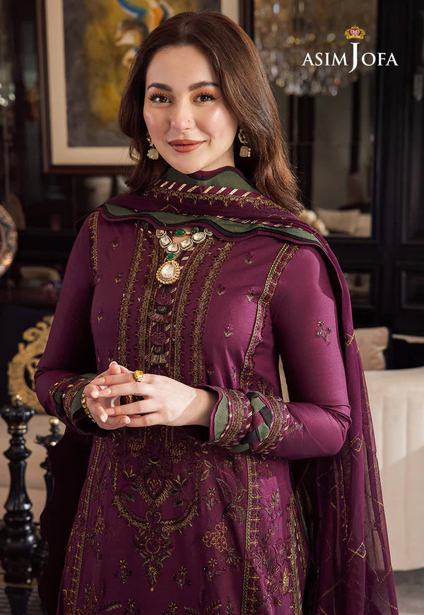 Asim Jofa, unstitched 3 piece lawn sequence embroidered suit - VL1024