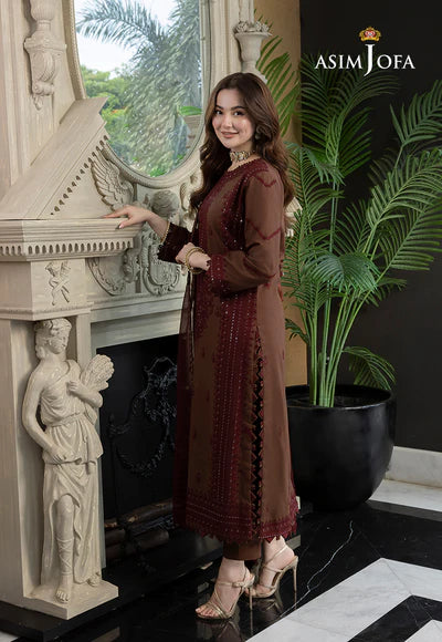 Asim Jofa, unstitched 3 piece lawn sequence embroidered suit. VL783
