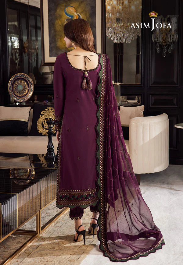 Asim Jofa, unstitched 3 piece lawn sequence embroidered suit - VL1024