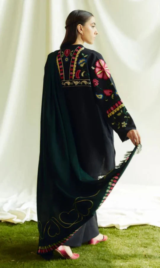 VL874 WINTER 3-Pc Embroidered Khadder Suit with Heavy Embroidered Dhanak Shawl