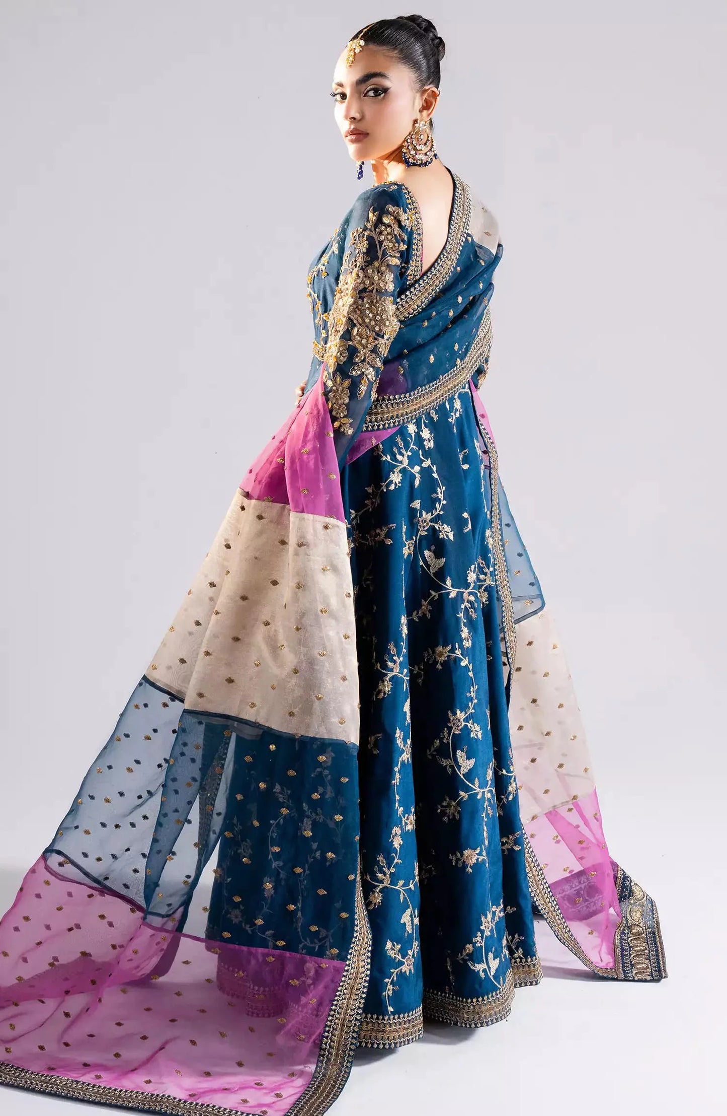 Maryum N Maria 3 piece kataan silk frock style embroidered suit - VL1146
