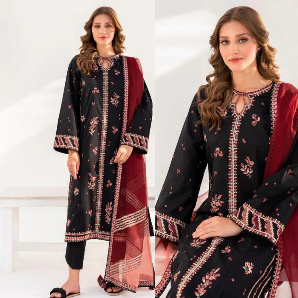 VL771 Dhanak Embroidered with organza dupatta