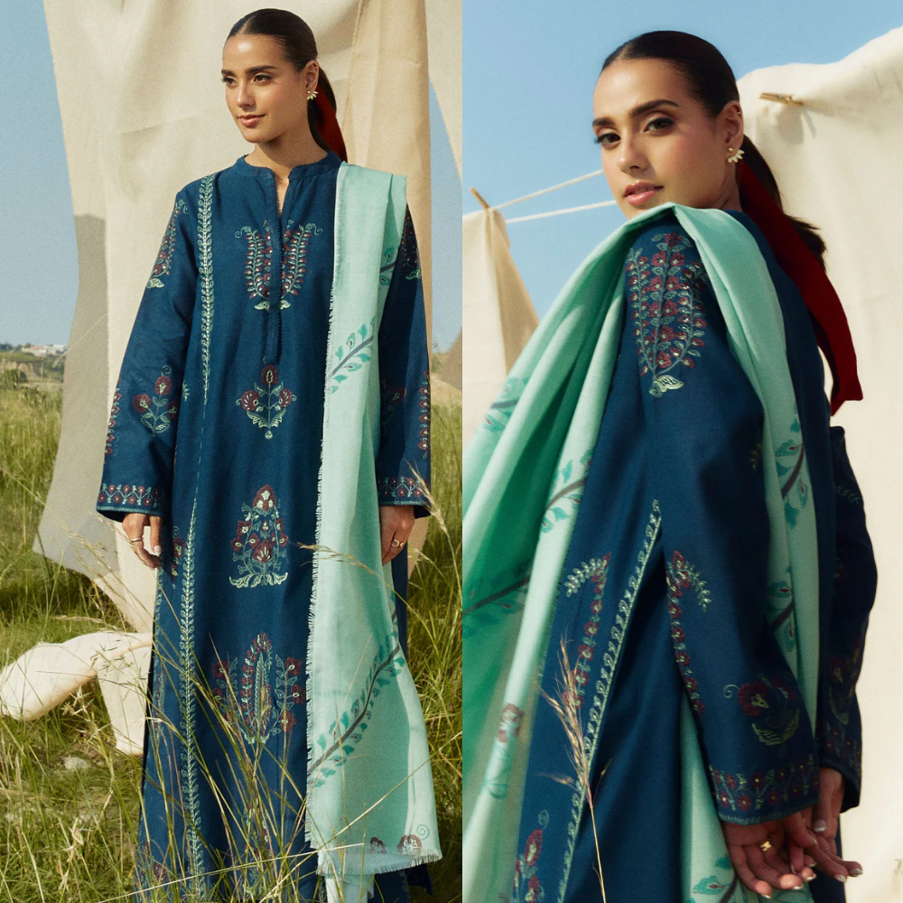 VL866 Dhanak Fabric Zara Shajahan with Wool Shawl Digital Printed
