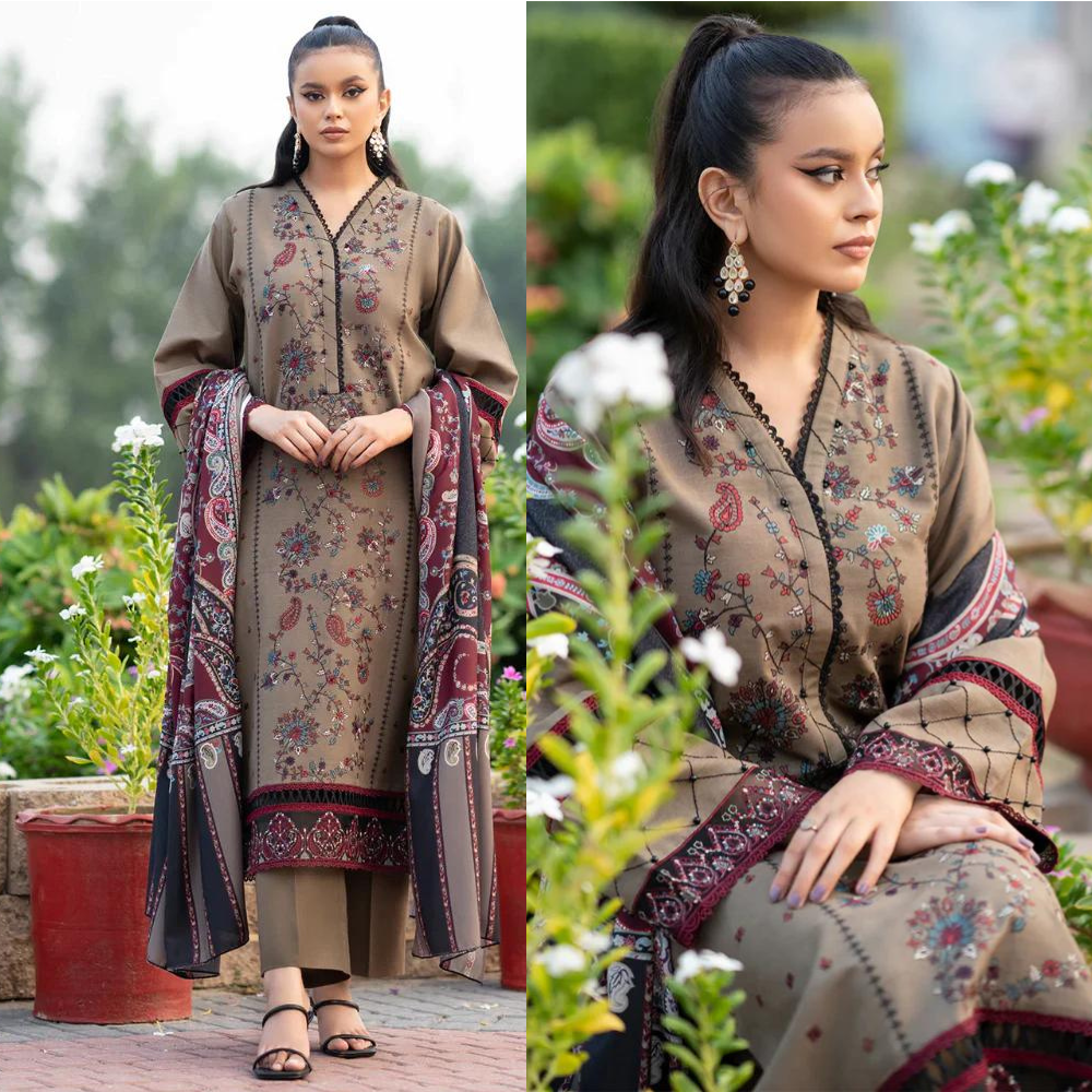 VL739 Bin Ilyas - 3PC Dhanak Embroidered Suit