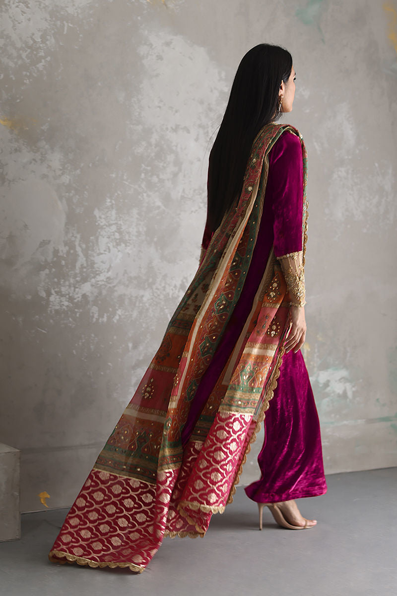 Jazmin - Embroidered Velvet 3-Piece Dress - VL945