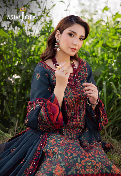 AsimJofa - Summer 3PC Lawn Embroidered Suit - VL1401