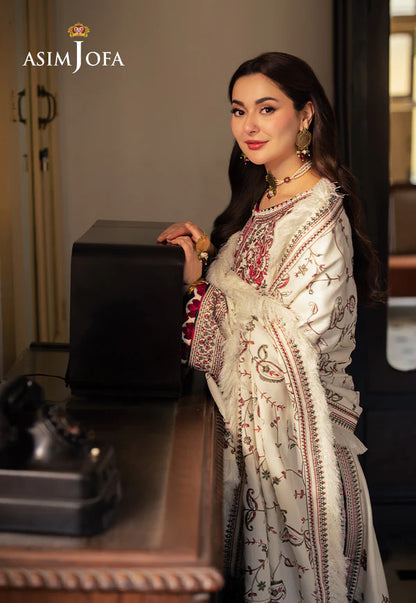 Asim Jofa - Winter 3PC Dhanak Embroidered Suit - VL1103