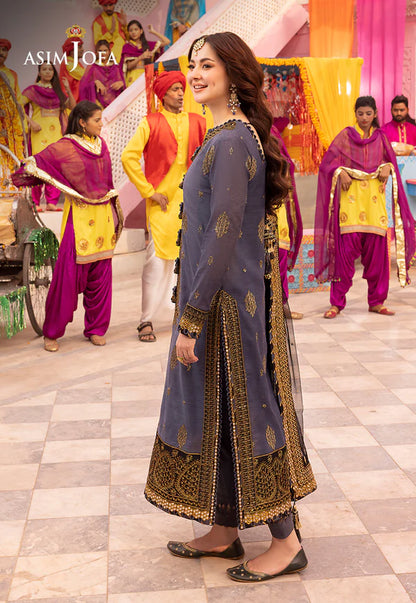 Asim Jofa, unstitched 3 piece Lawn sequence embroidered suit - VL1277