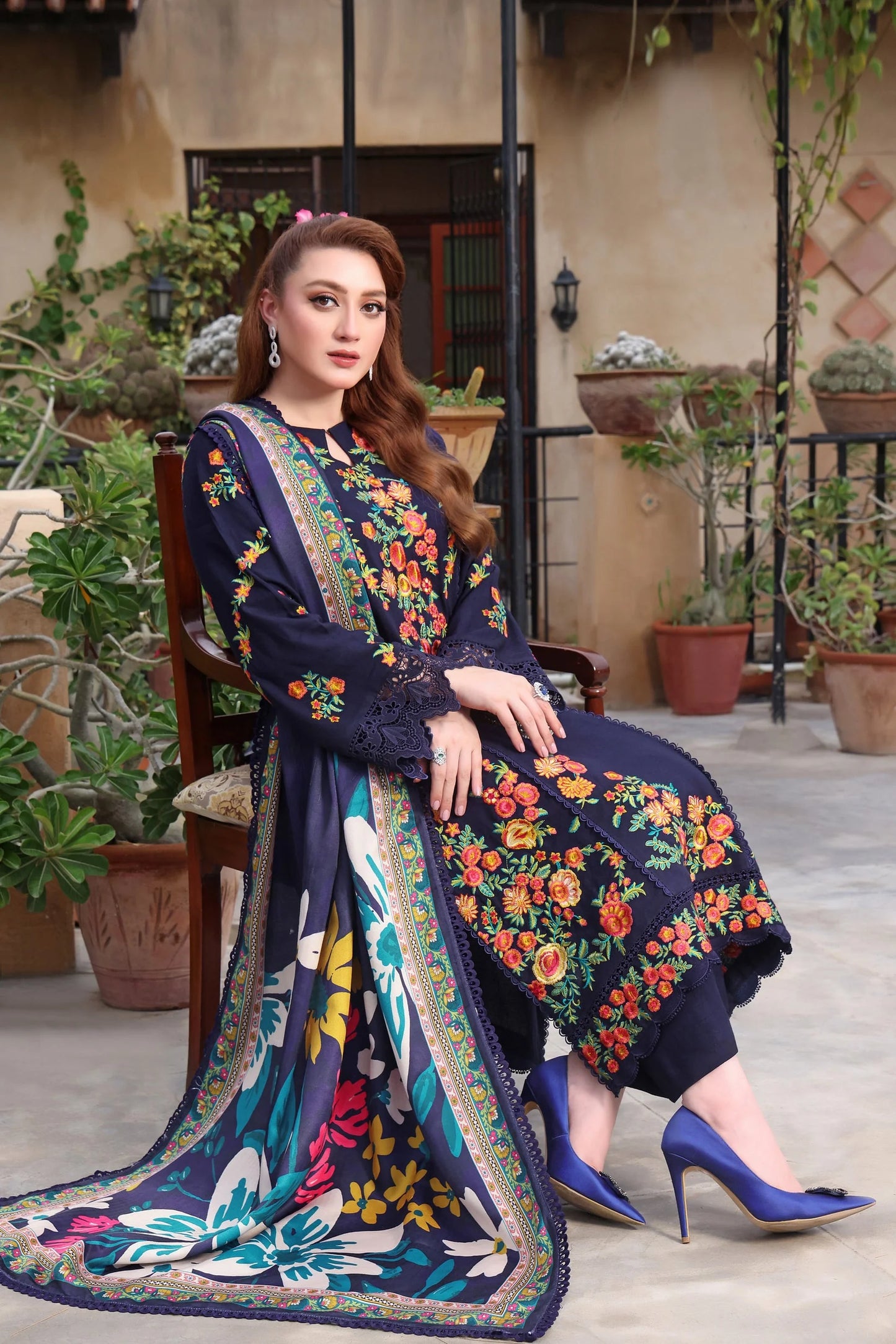 Asim Jofa, unstitched 3 piece Lawn sequence embroidered suit - VL1332