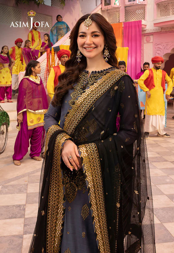 Asim Jofa, unstitched 3 piece Lawn sequence embroidered suit - VL1277