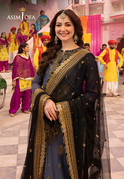 Asim Jofa, unstitched 3 piece Lawn sequence embroidered suit - VL1277