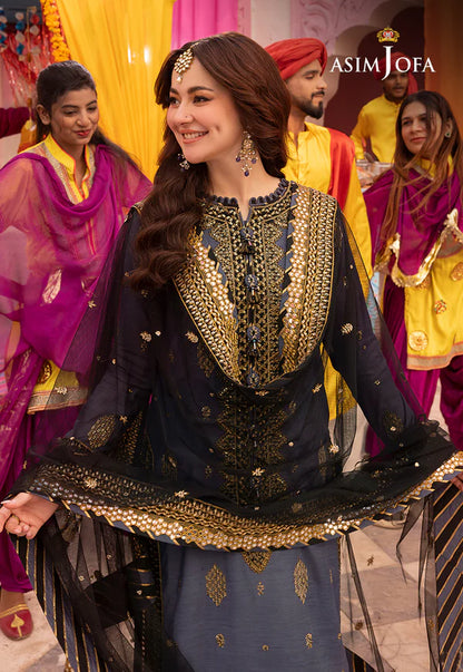 Asim Jofa, unstitched 3 piece Lawn sequence embroidered suit - VL1277