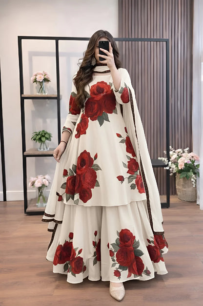 Veezal - 3 piece Lawn silk frock style Printed suit - VL1469