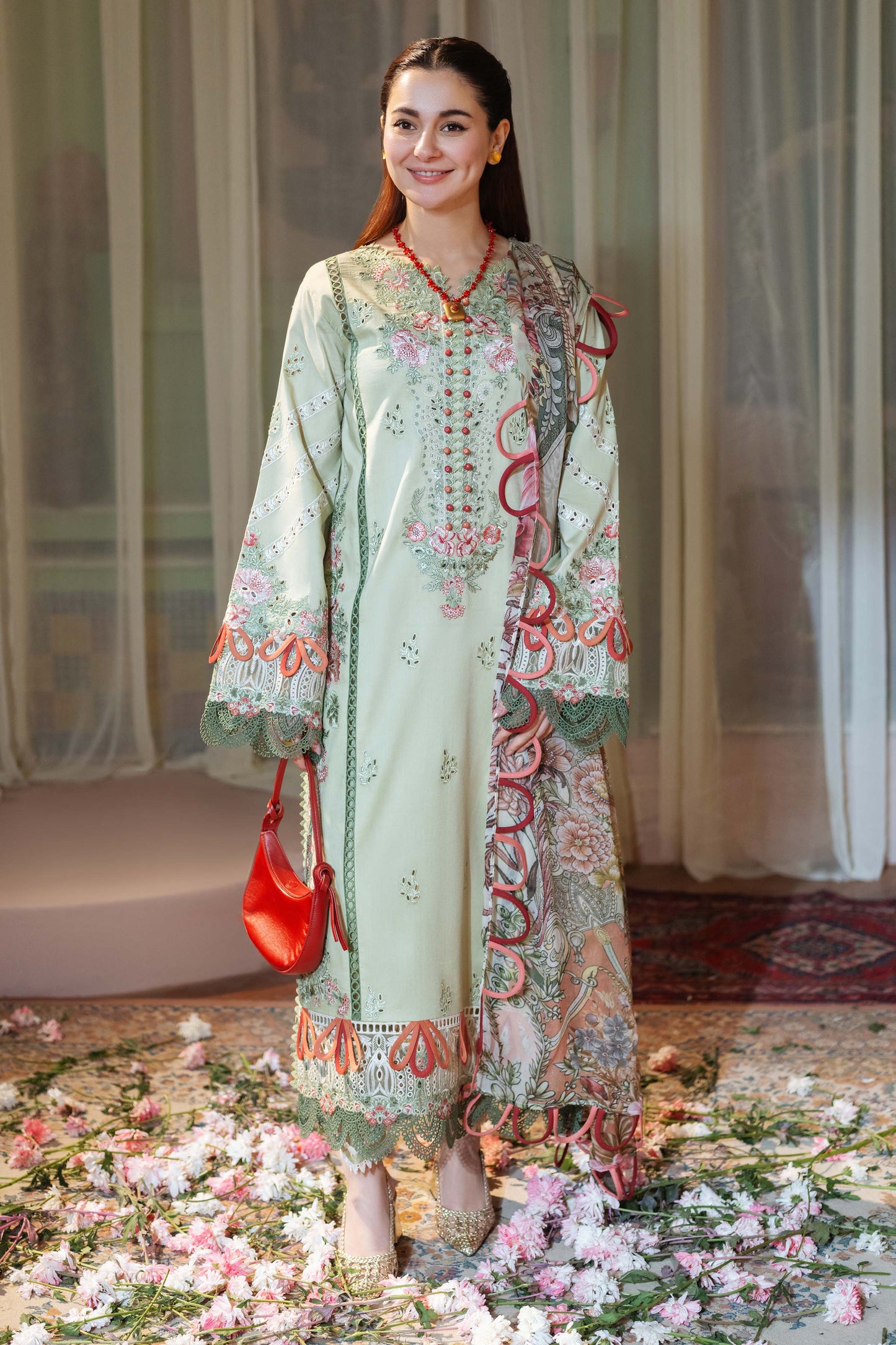 Jade - 3PC LAWN HEAVY CHIKENKARI EMBROIDERED SUIT - zab1437