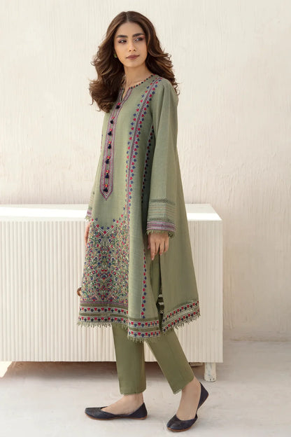 VL2021 3pc Winter Embroidered khaddar Shirt With Dhanak Shawl