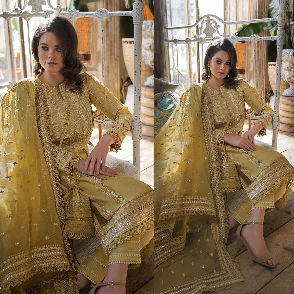 VL204 SOBIA NAZIR EMBROIDERED 3PC Lawn DRESS WITH Embroidered Organza Dopata