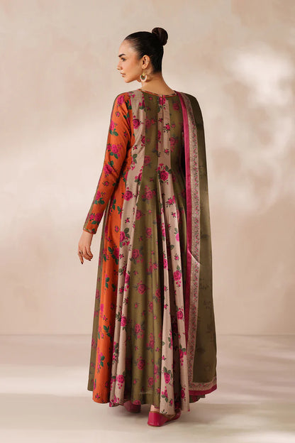 Baroque - Winter 3PC Frock Style Karandi Digital Print Dress - VL1180