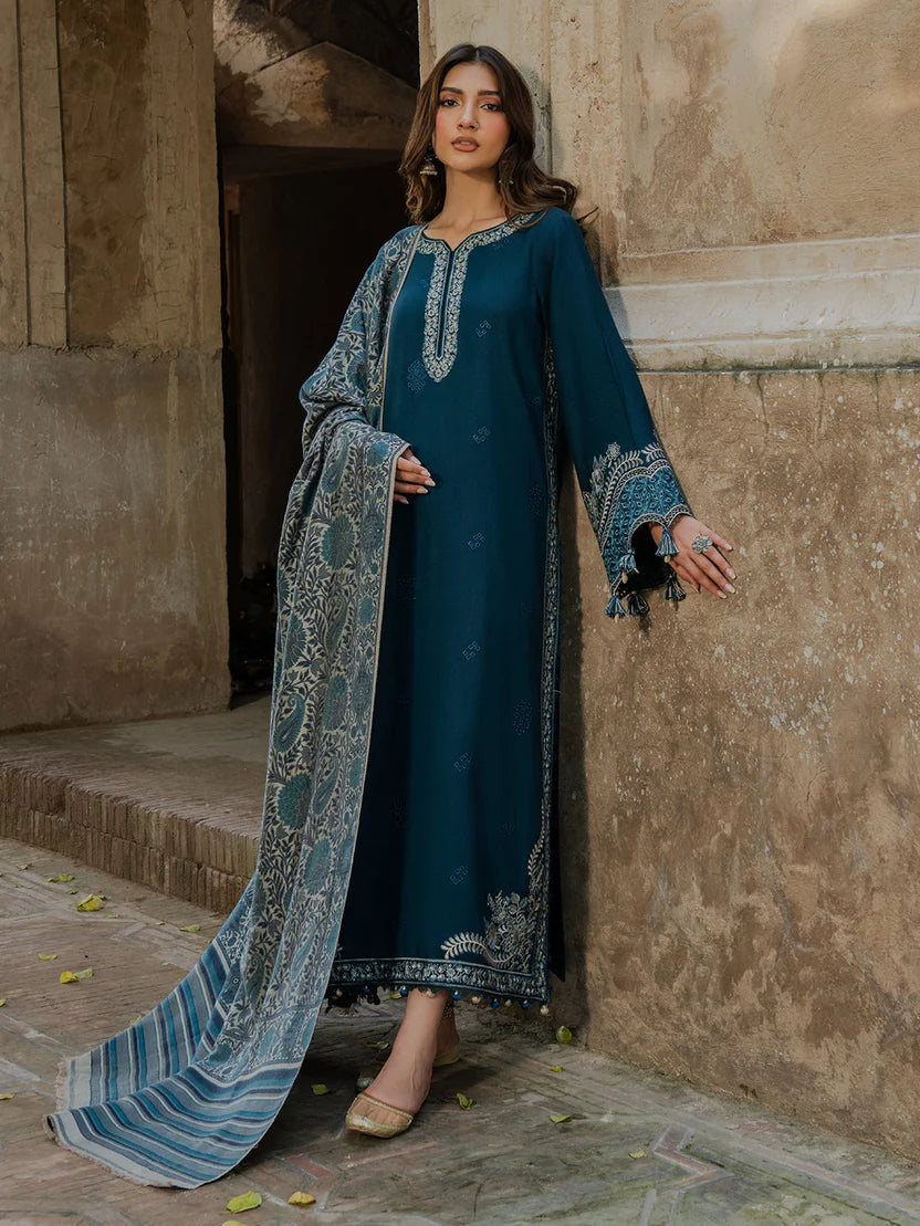 IZEL LUXURY UNSTITCHED WINTER DHANAK EMBROIDERED 3PC - VL1222
