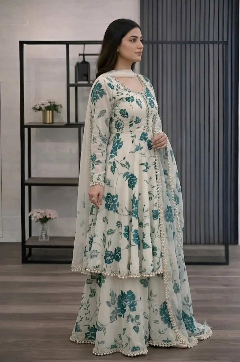 Veezal - 3 piece Lawn frock style Printed suit - VL1472