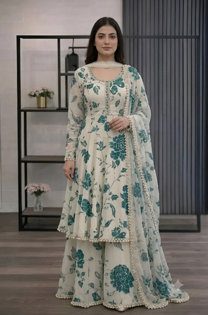Veezal - 3 piece Lawn frock style Printed suit - VL1472