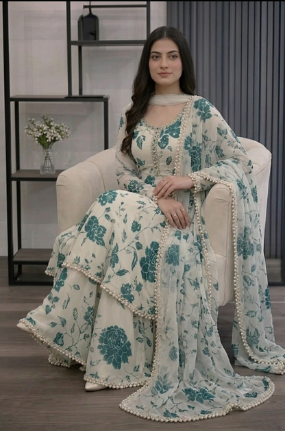 Veezal - 3 piece Lawn frock style Printed suit - VL1472
