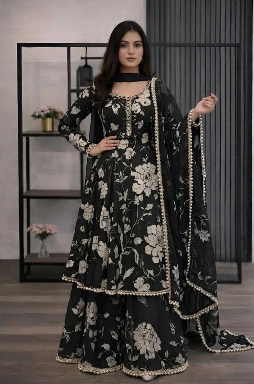 Veezal - 3 piece Lawn frock style Printed suit - VL1473