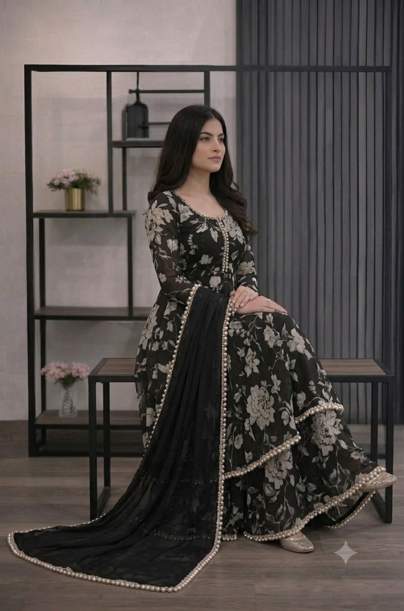 Veezal - 3 piece Lawn frock style Printed suit - VL1473