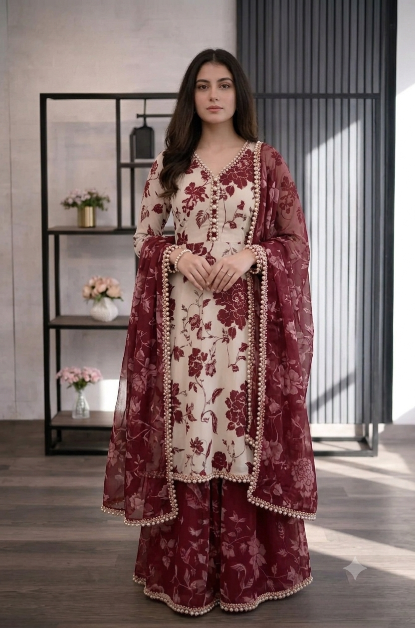 Veezal - 3 piece Lawn frock style Printed suit - VL1471