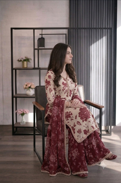 Veezal - 3 piece Lawn frock style Printed suit - VL1471