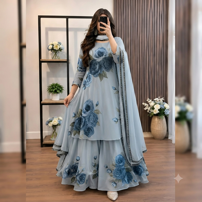 Veezal - 3 piece Lawn frock style Printed suit - VL1478
