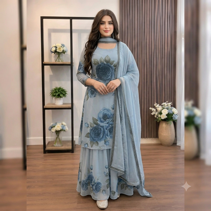 Veezal - 3 piece Lawn frock style Printed suit - VL1478