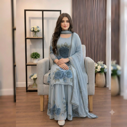 Veezal - 3 piece Lawn frock style Printed suit - VL1478