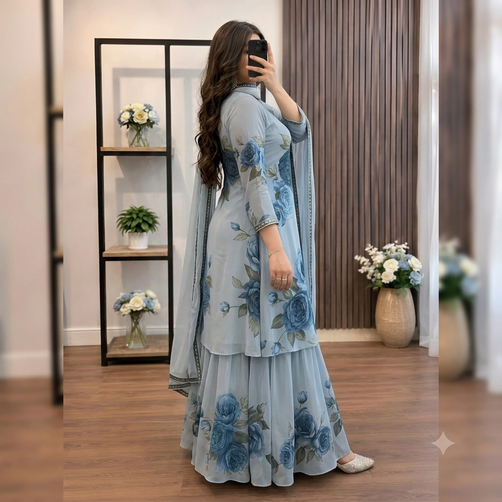 Veezal - 3 piece Lawn frock style Printed suit - VL1478