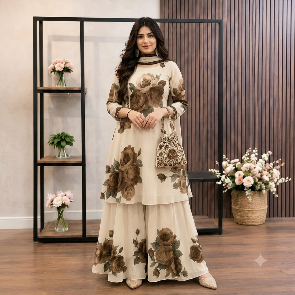 Veezal - 3 piece Lawn frock style Printed suit - VL1479