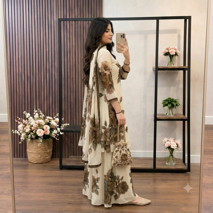 Veezal - 3 piece Lawn frock style Printed suit - VL1479