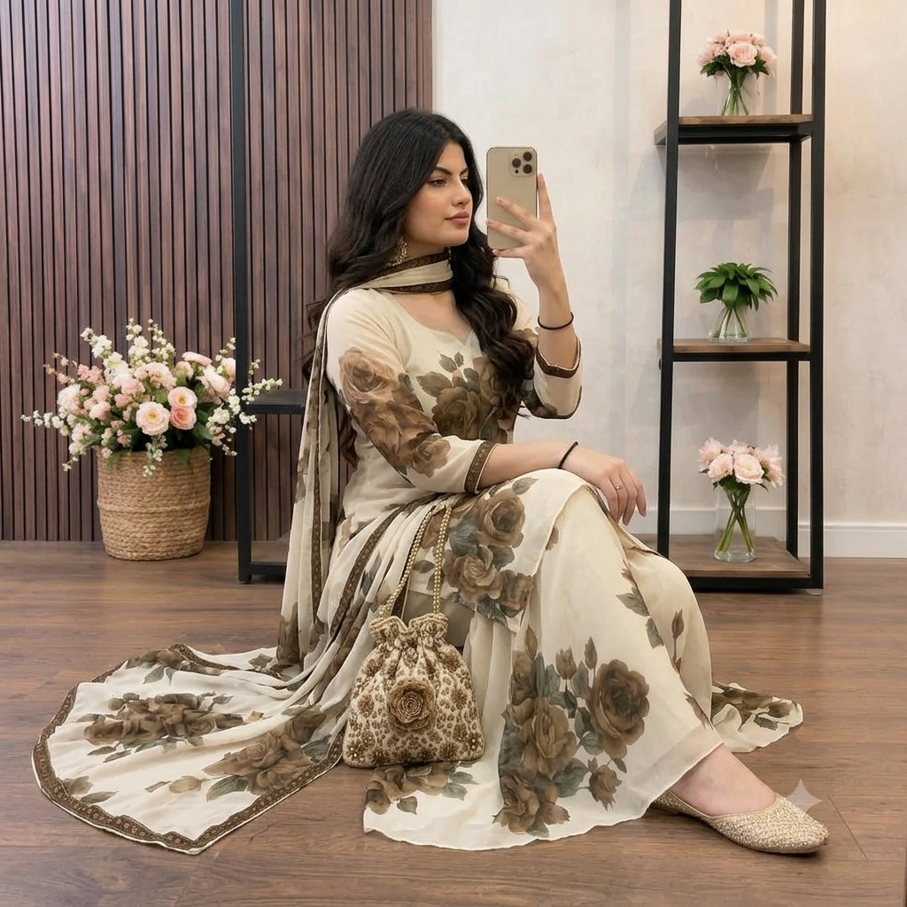 Veezal - 3 piece Lawn frock style Printed suit - VL1479