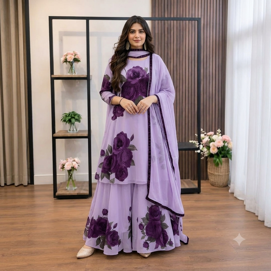 Veezal - 3 piece Lawn frock style Printed suit - VL1480